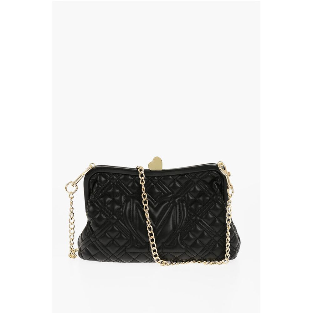 LOVE Quilted Faux Leather Bag with Golden Chain and Heart De