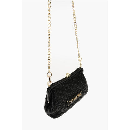 LOVE Quilted Faux Leather Bag with Golden Chain and Heart De