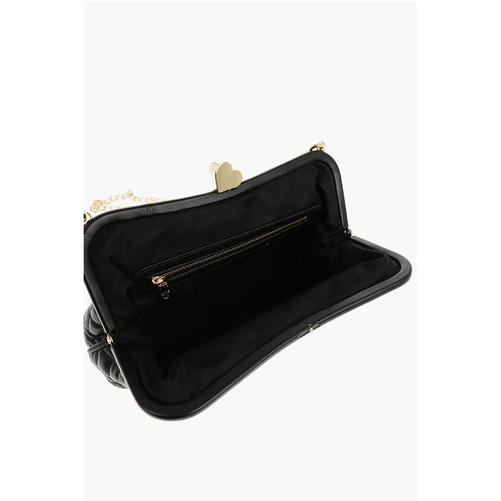 LOVE Quilted Faux Leather Bag with Golden Chain and Heart De