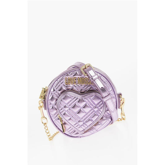 LOVE Quilted Metallic Faux Leather Bag with Heart-Shaped Poc