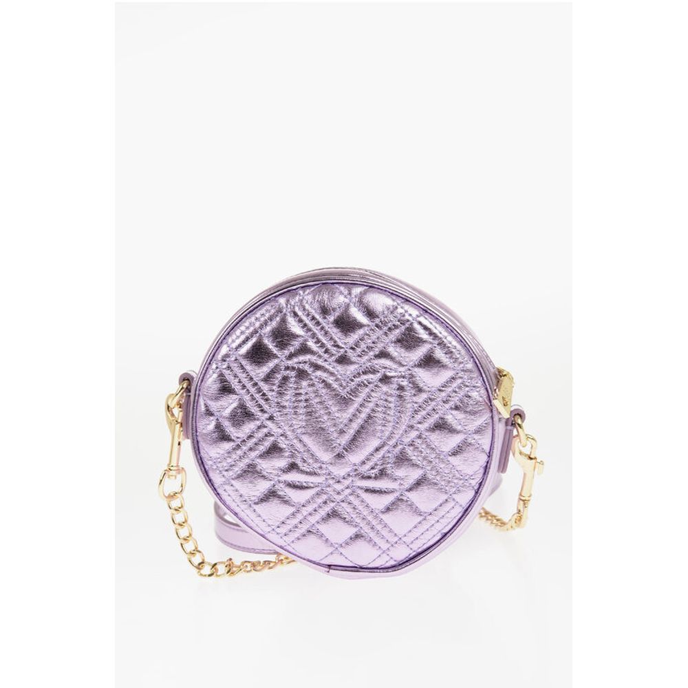LOVE Quilted Metallic Faux Leather Bag with Heart-Shaped Poc