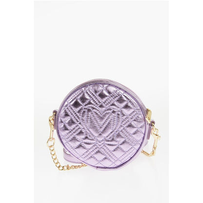 LOVE Quilted Metallic Faux Leather Bag with Heart-Shaped Poc