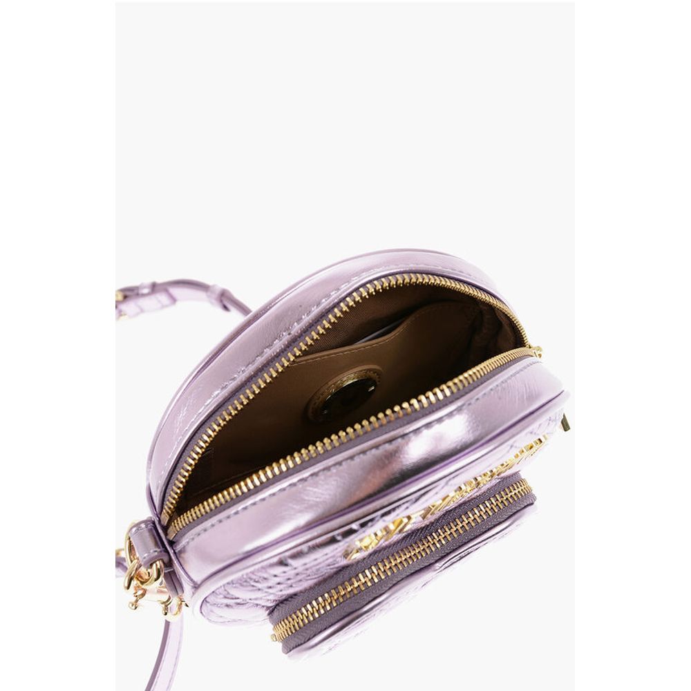 LOVE Quilted Metallic Faux Leather Bag with Heart-Shaped Poc