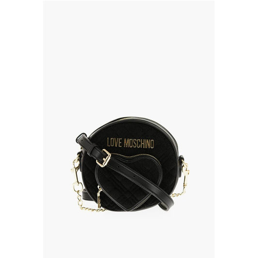 LOVE Faux Leather and Fabric Round Crossbody Bag with Heart