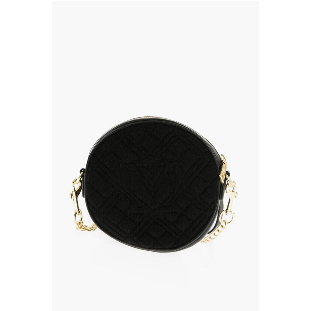 LOVE Faux Leather and Fabric Round Crossbody Bag with Heart