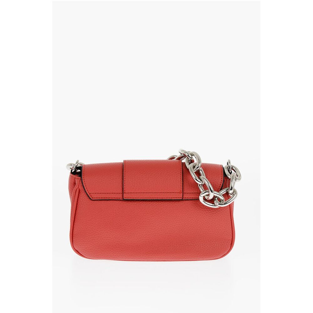 JEANS COUTURE Textured Faux Leather Crossbody Bag with Silve