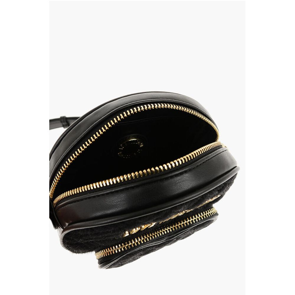 LOVE Faux Leather and Fabric Round Crossbody Bag with Heart