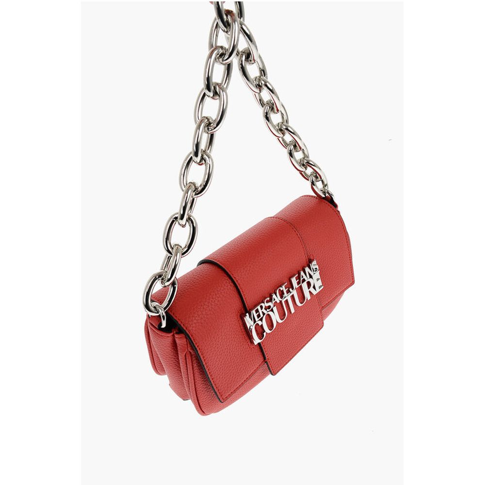 JEANS COUTURE Textured Faux Leather Crossbody Bag with Silve