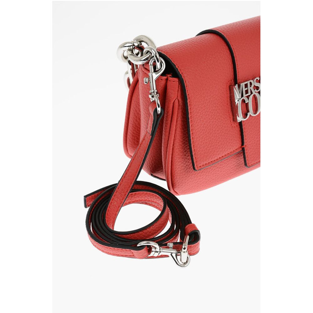 JEANS COUTURE Textured Faux Leather Crossbody Bag with Silve