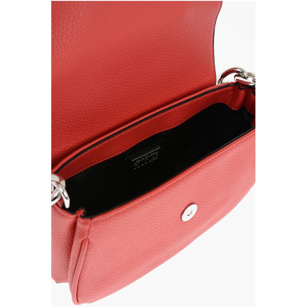 JEANS COUTURE Textured Faux Leather Crossbody Bag with Silve