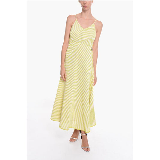 Striped Cotton Blend Maxidress with Drawstring