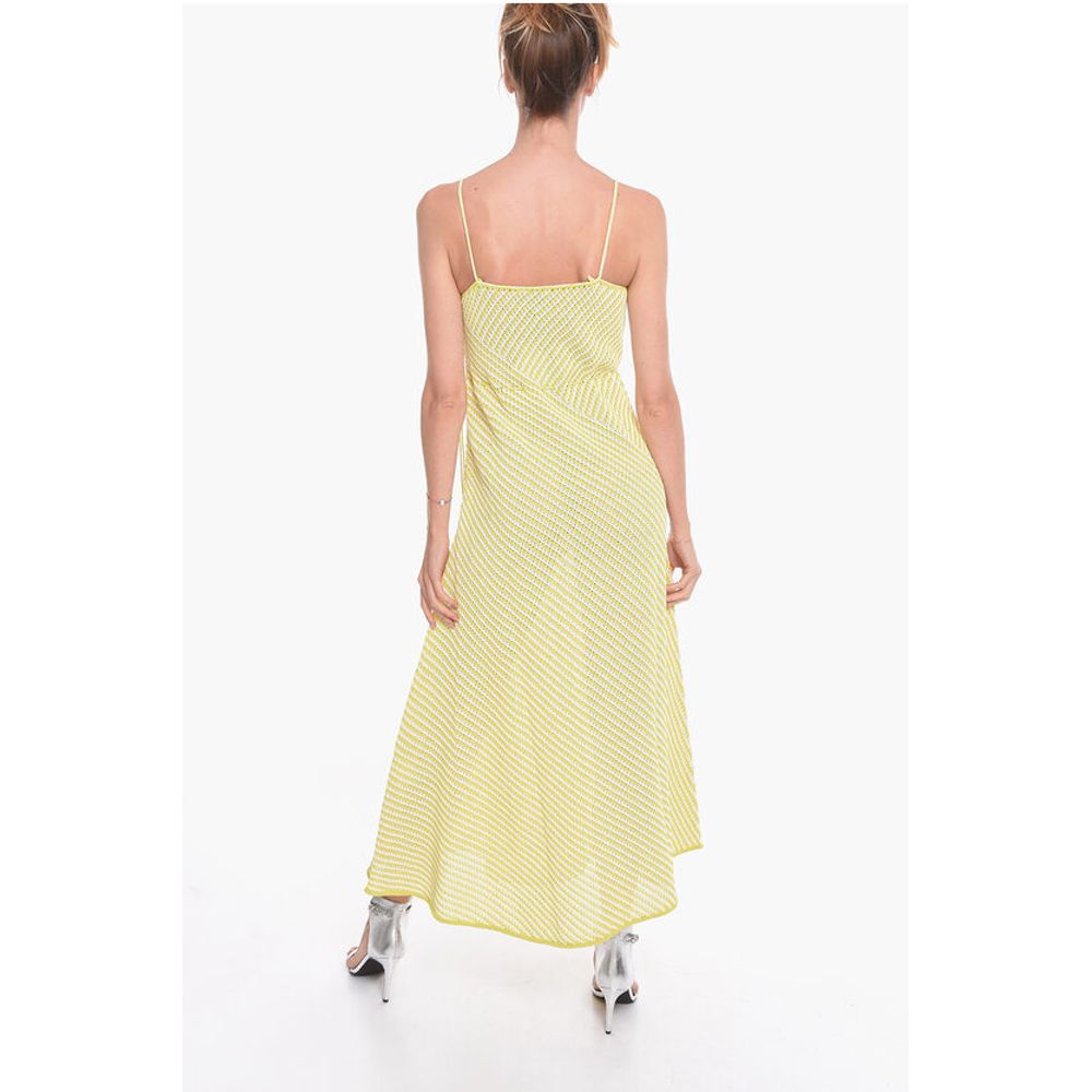 Striped Cotton Blend Maxidress with Drawstring
