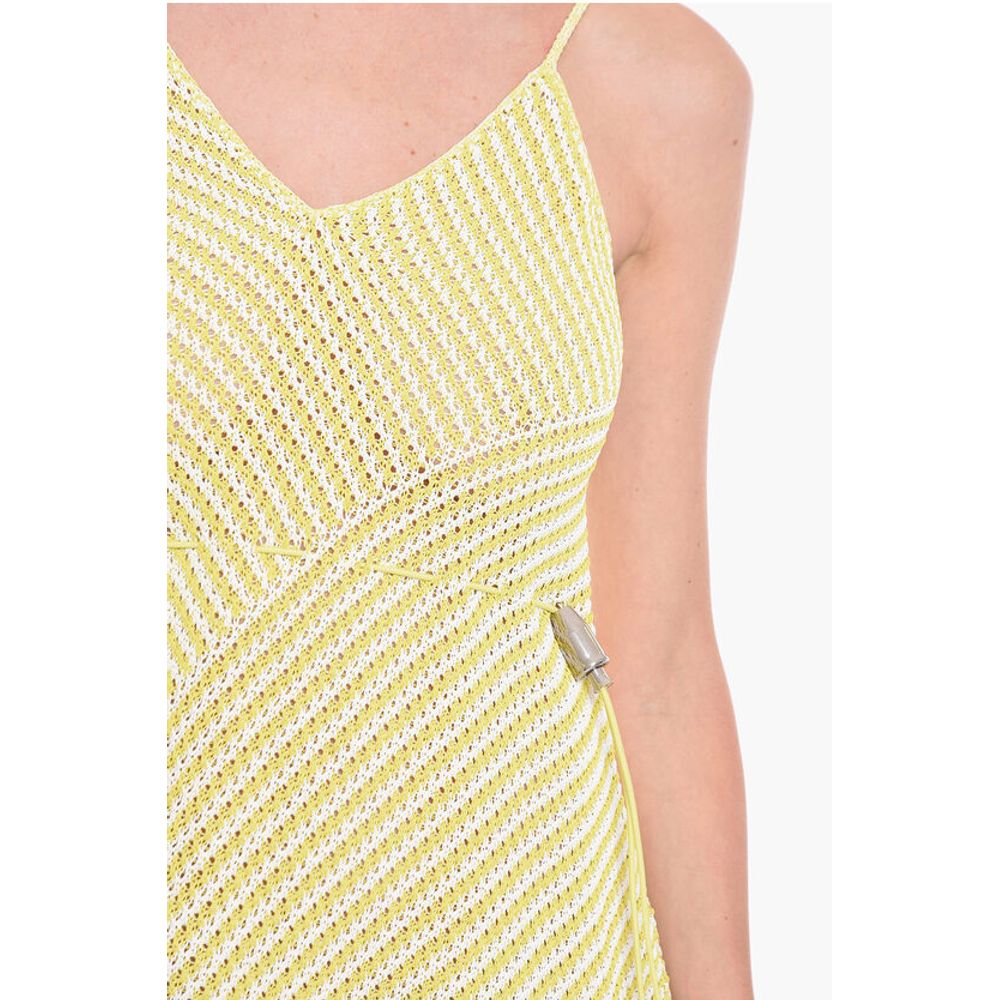 Striped Cotton Blend Maxidress with Drawstring