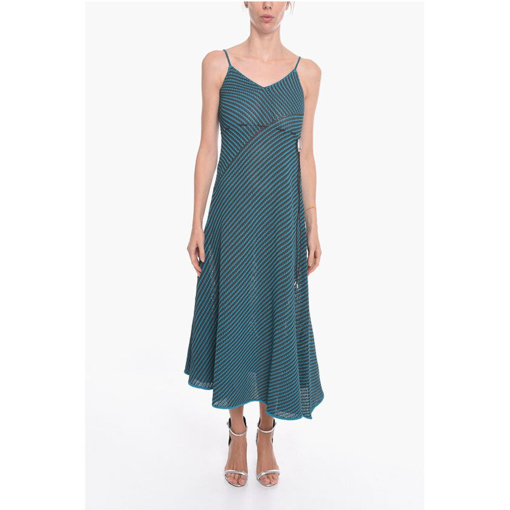 Striped Cotton Blend Maxidress with Drawstring