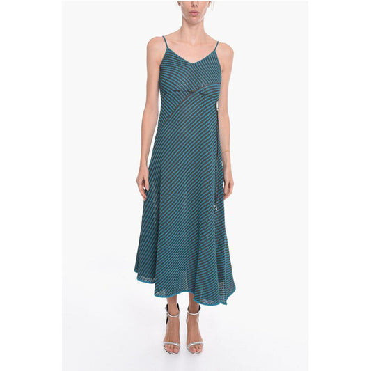 Striped Cotton Blend Maxidress with Drawstring