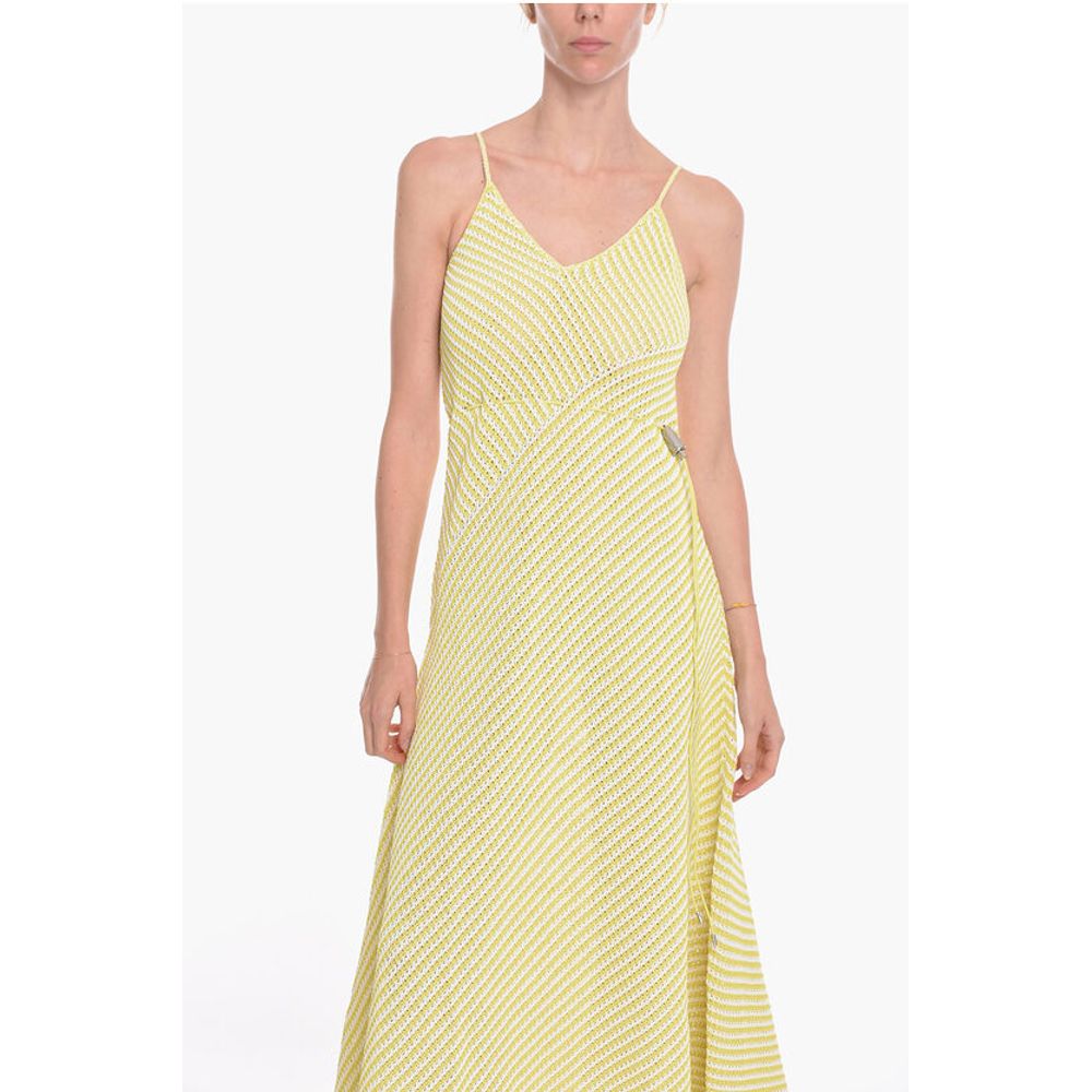 Striped Cotton Blend Maxidress with Drawstring