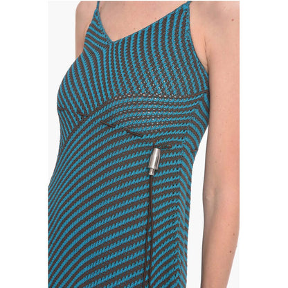 Striped Cotton Blend Maxidress with Drawstring