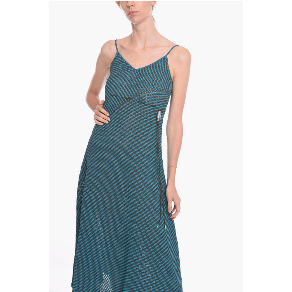 Striped Cotton Blend Maxidress with Drawstring