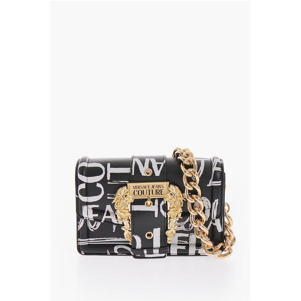 JEANS COUTURE All-Over Logo Printed Faux Leather Shoulder Ba