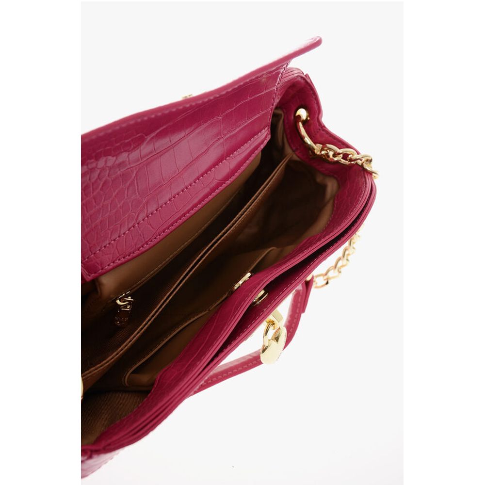 LOVE Fabric Crossbody Bag with Crocodile Effect Faux Leather