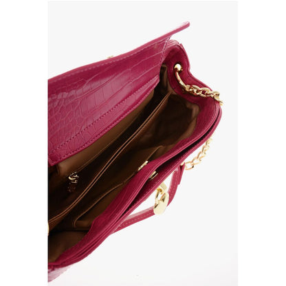 LOVE Fabric Crossbody Bag with Crocodile Effect Faux Leather