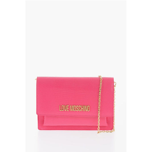 LOVE Croco-effect Faux Leather LIZARD Bag with Golden Chain