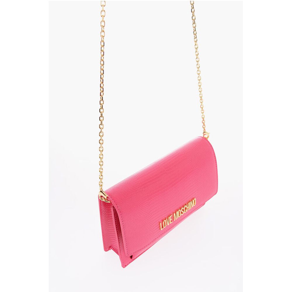 LOVE Croco-effect Faux Leather LIZARD Bag with Golden Chain