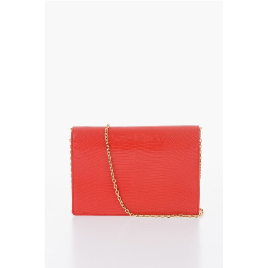 LOVE Croco-effect Faux Leather LIZARD Bag with Golden Chain