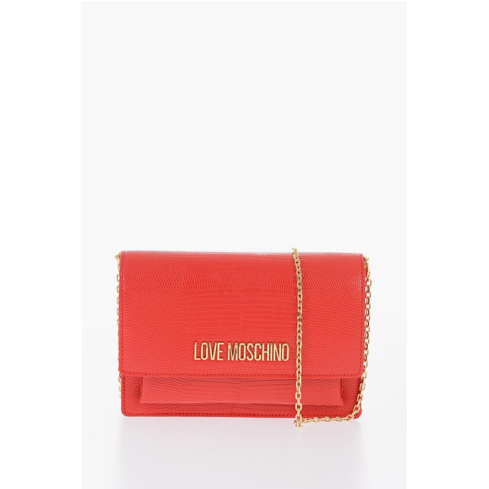 LOVE Croco-effect Faux Leather LIZARD Bag with Golden Chain