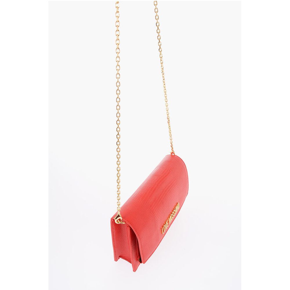 LOVE Croco-effect Faux Leather LIZARD Bag with Golden Chain