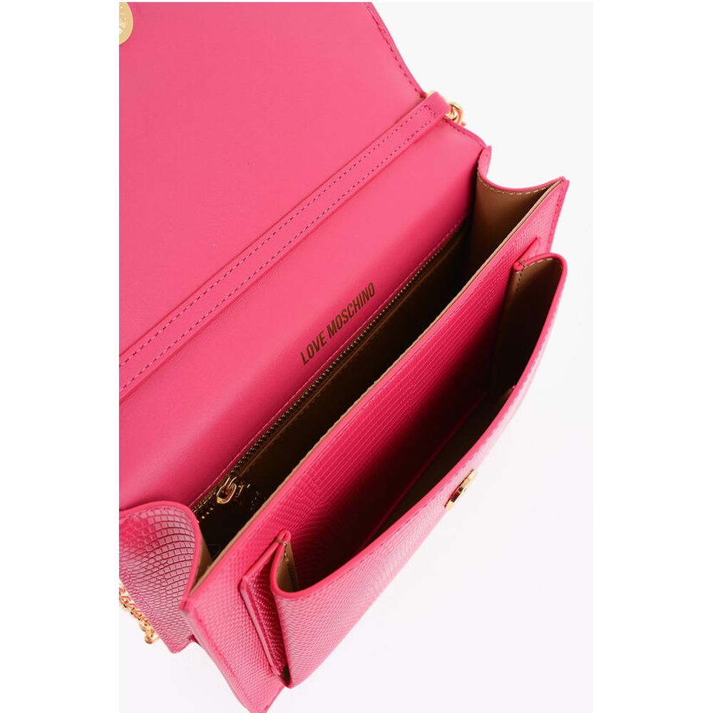 LOVE Croco-effect Faux Leather LIZARD Bag with Golden Chain