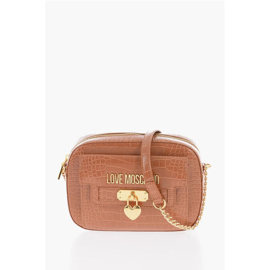 LOVE Crocodile Effect Faux Leather Crossbody Bag
