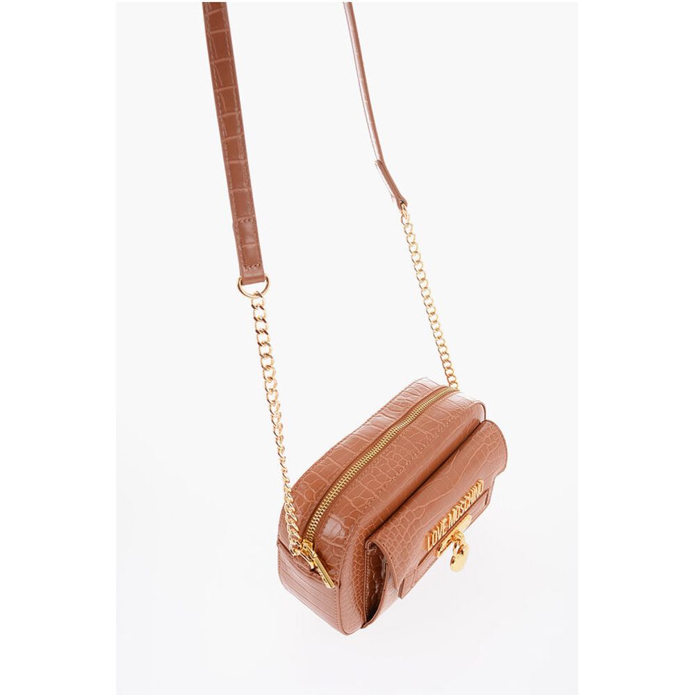 LOVE Crocodile Effect Faux Leather Crossbody Bag
