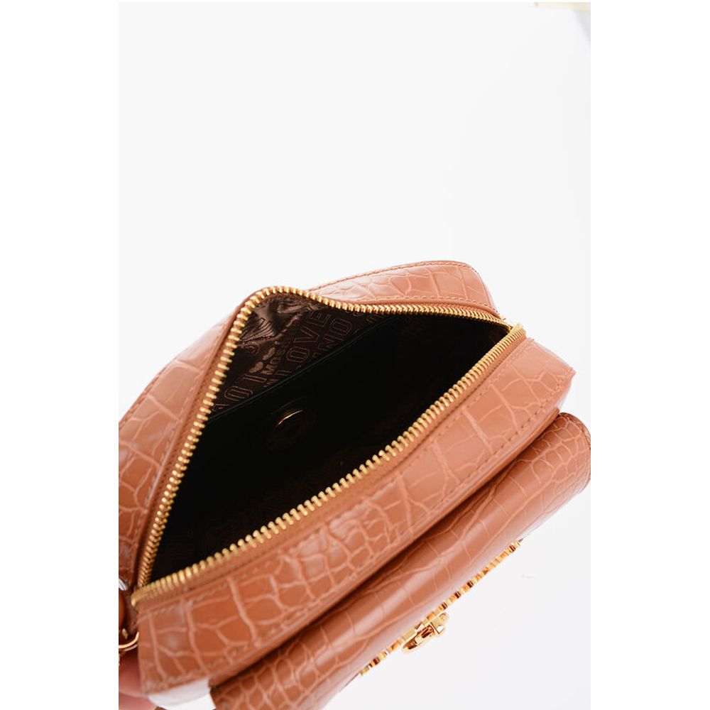 LOVE Crocodile Effect Faux Leather Crossbody Bag