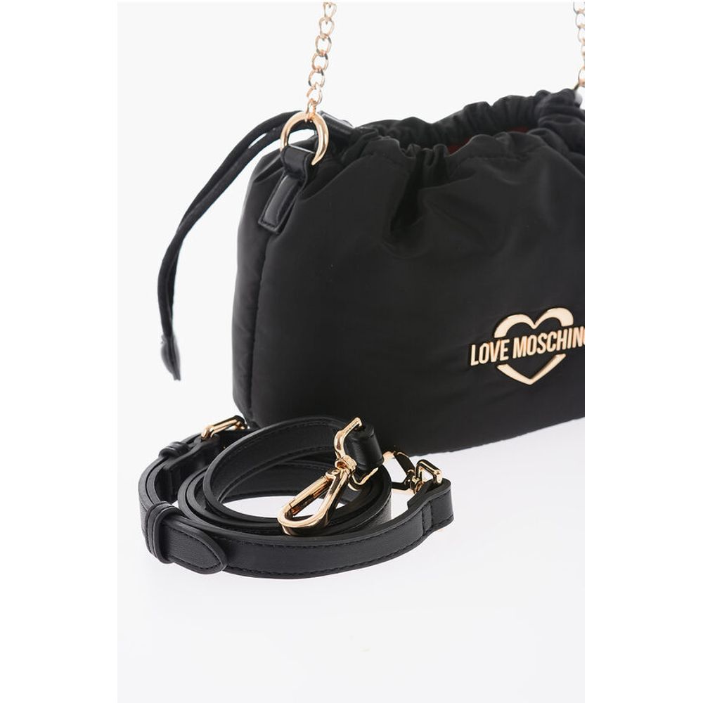 LOVE Solid Color Mini Bucket Bag with Removable Shoulder Str
