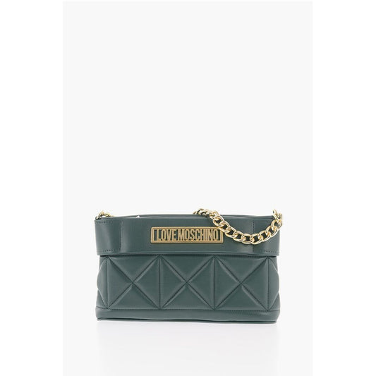 LOVE Quilted Faux Leather Bag with Golden Chain