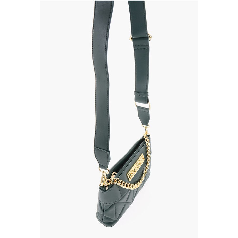 LOVE Quilted Faux Leather Bag with Golden Chain
