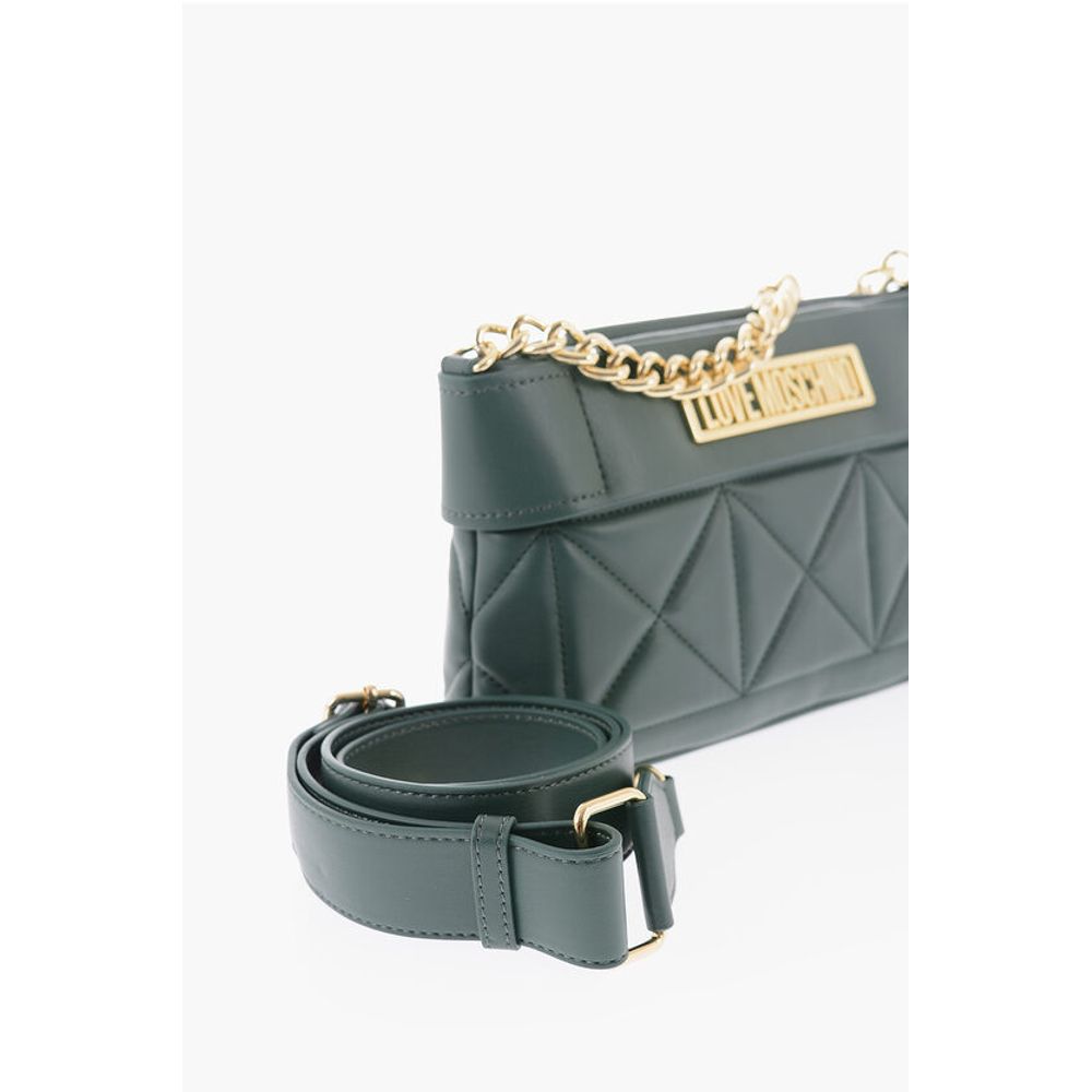LOVE Quilted Faux Leather Bag with Golden Chain