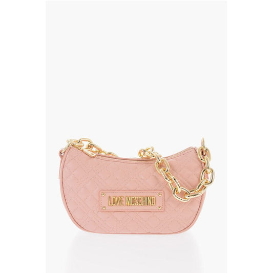LOVE Quilted Faux Leather Shoulder Bag with Golden Chain