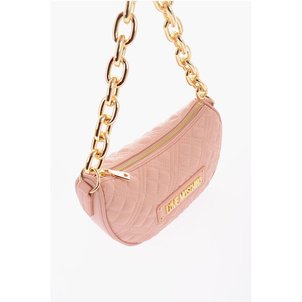 LOVE Quilted Faux Leather Shoulder Bag with Golden Chain