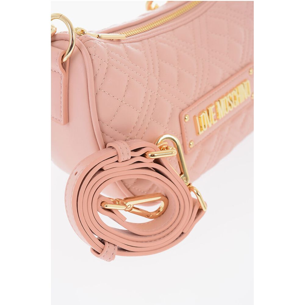 LOVE Quilted Faux Leather Shoulder Bag with Golden Chain