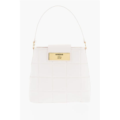 LOVE Quilted Faux Leather Shoulder Bag with Turn Lock Closur