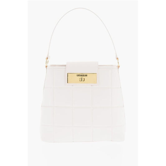LOVE Quilted Faux Leather Shoulder Bag with Turn Lock Closur