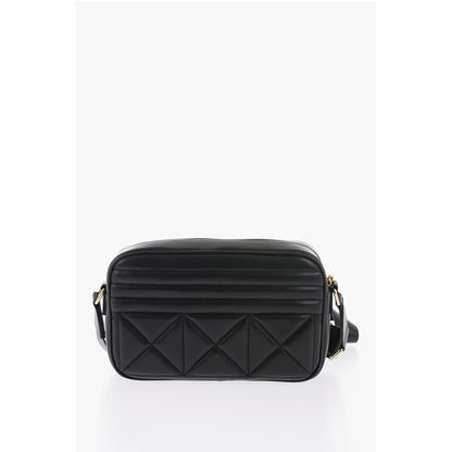 Quilted Faux Leather Camera Bag With Golden Logo