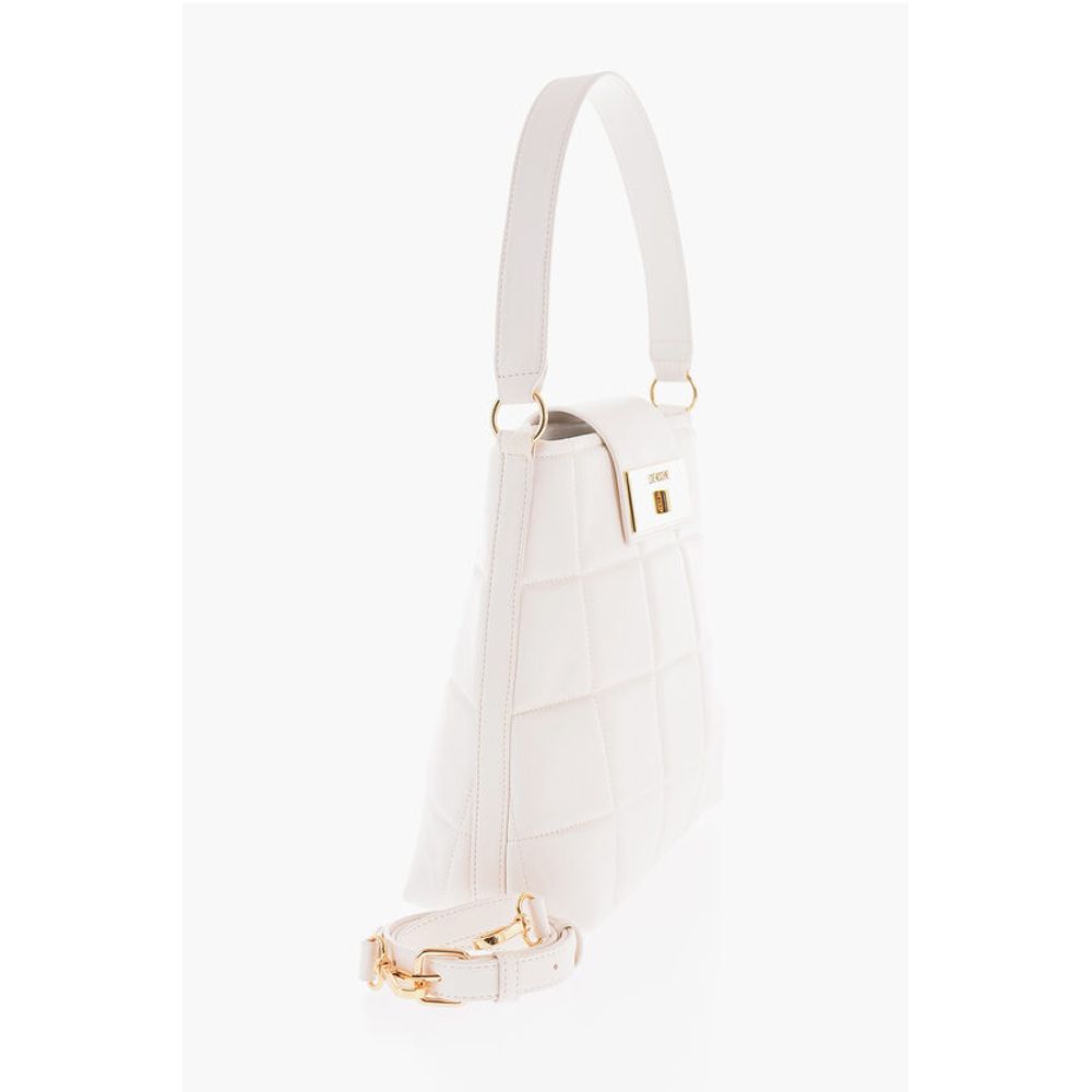 LOVE Quilted Faux Leather Shoulder Bag with Turn Lock Closur