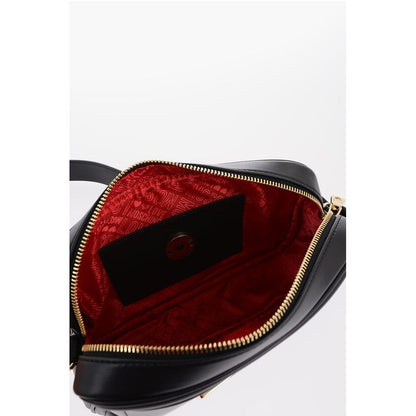 Quilted Faux Leather Camera Bag With Golden Logo