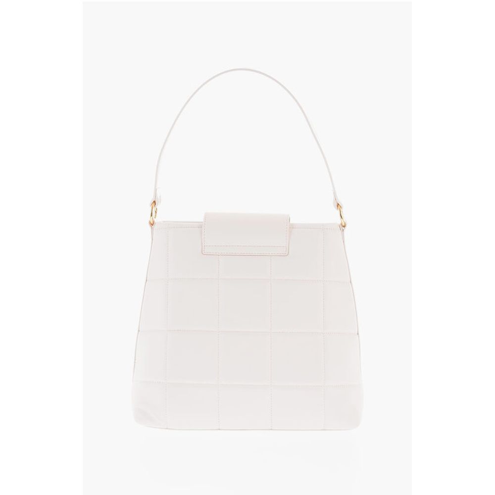 LOVE Quilted Faux Leather Shoulder Bag with Turn Lock Closur