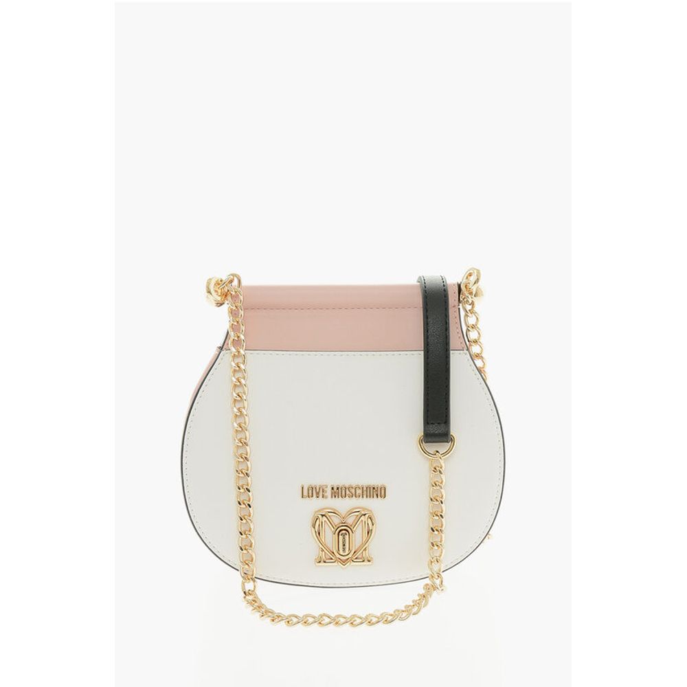 LOVE Two-Tone Faux Leather Bag with Golden Turn Lock Closure