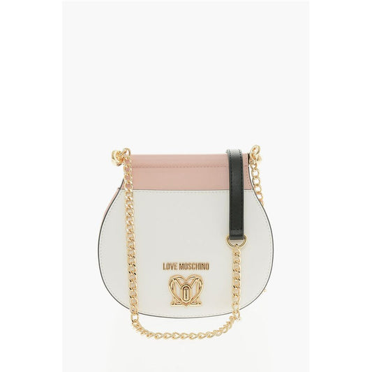 LOVE Two-Tone Faux Leather Bag with Golden Turn Lock Closure