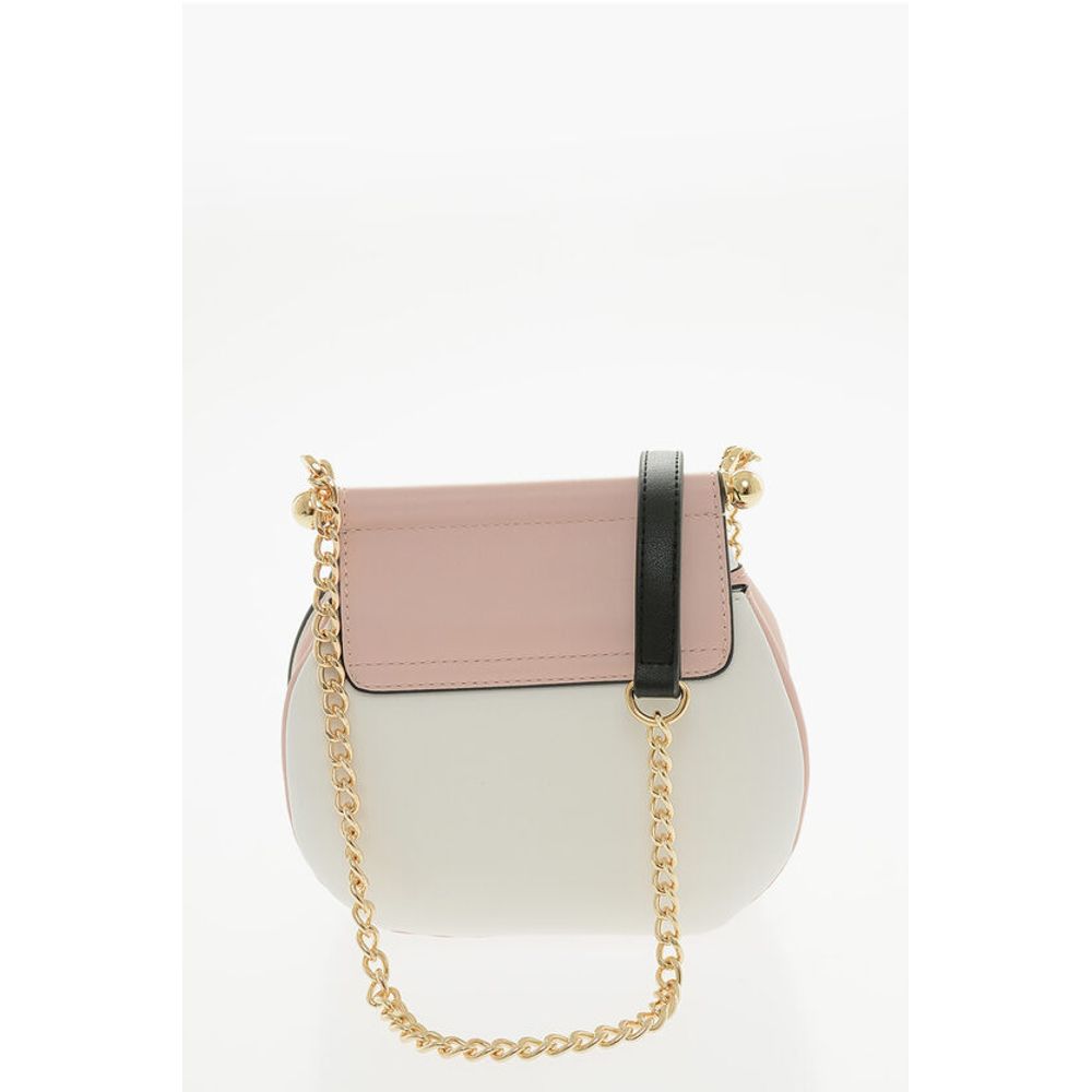 LOVE Two-Tone Faux Leather Bag with Golden Turn Lock Closure